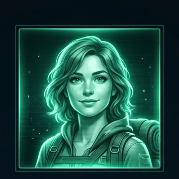 Power strength style: holographic avatar of a woman with pack straps