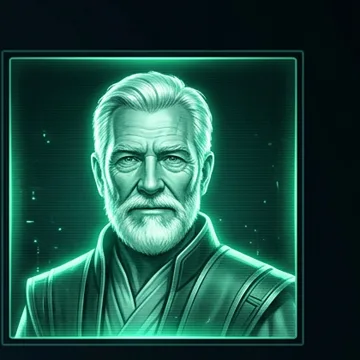 Explosive style: holographic avatar of a silver-bearded man